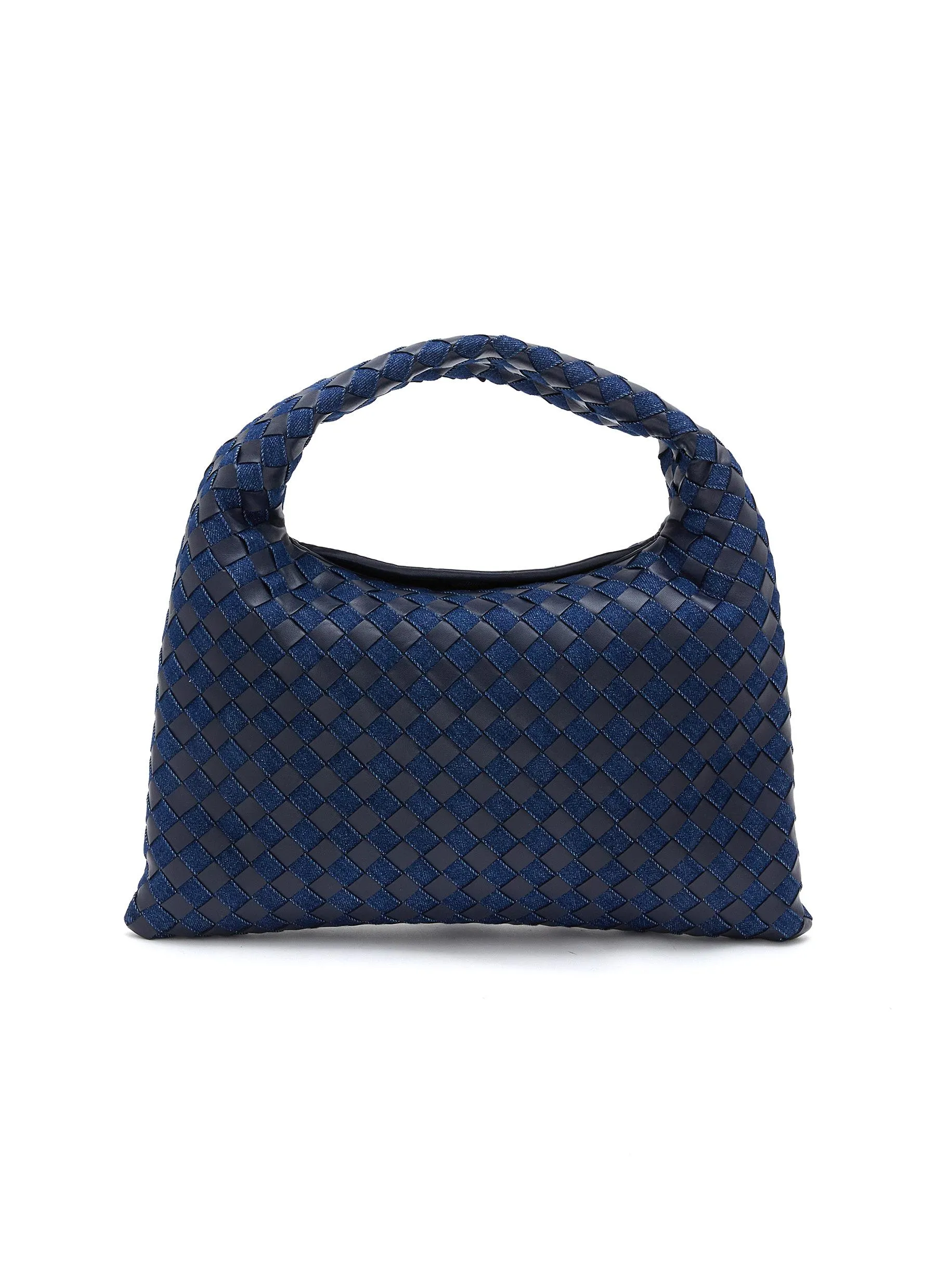 -----------BOTTEGA VENETA ---- ------------ ----Hop Intrecciato Denim Leather Shoulder Bag --