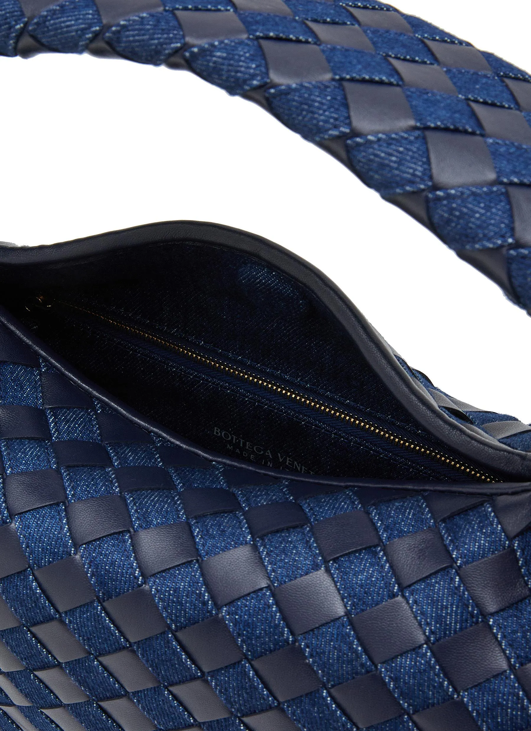 -----------BOTTEGA VENETA ---- ------------ ----Hop Intrecciato Denim Leather Shoulder Bag --