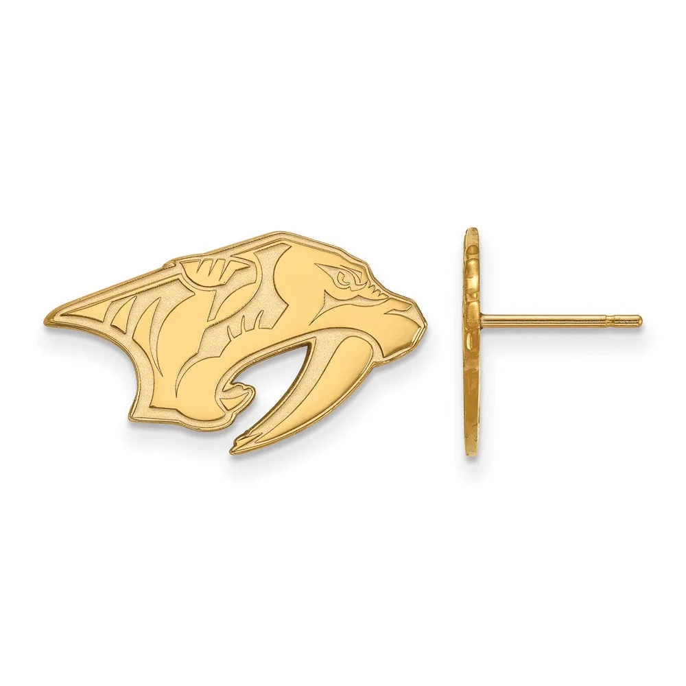 10k Yellow Gold NHL Nashville Predators Small Post Earrings