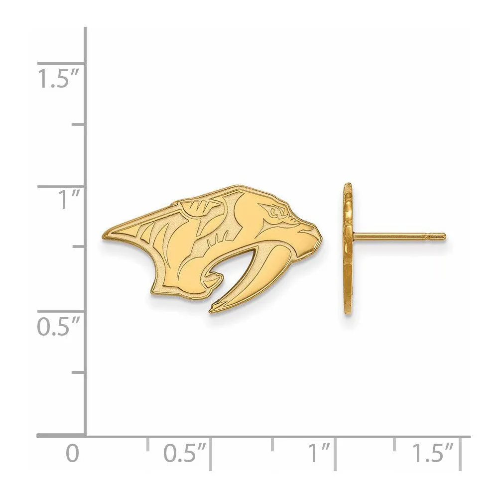 10k Yellow Gold NHL Nashville Predators Small Post Earrings