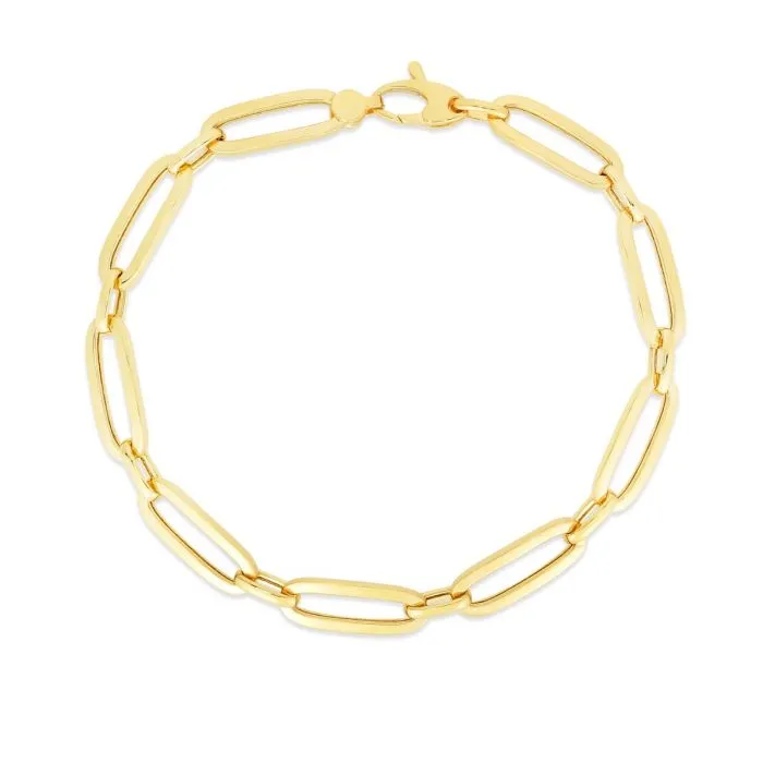 14K Gold 5.6mm Bombay Paperclip Bracelet - 7.25