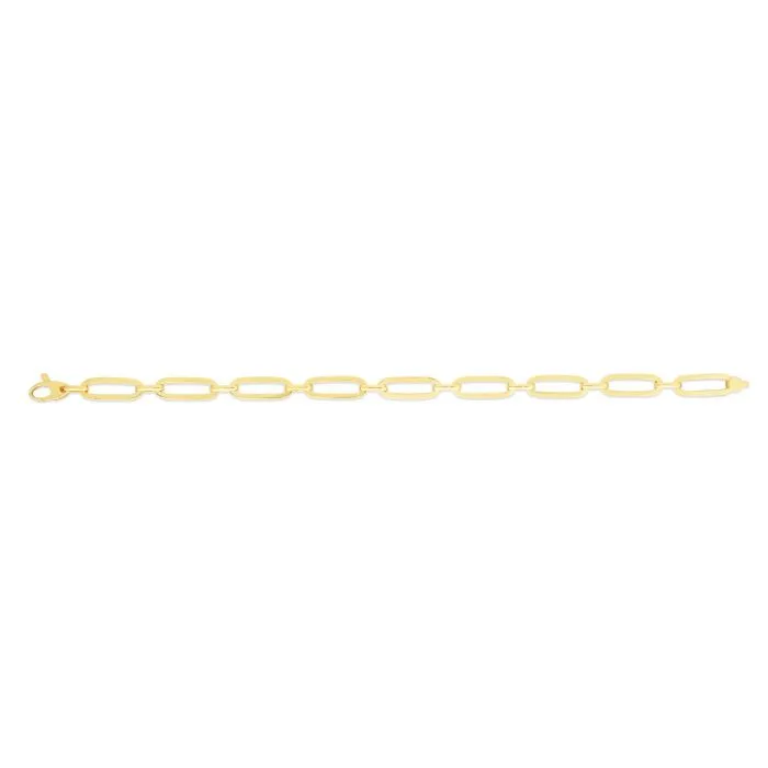 14K Gold 5.6mm Bombay Paperclip Bracelet - 7.25