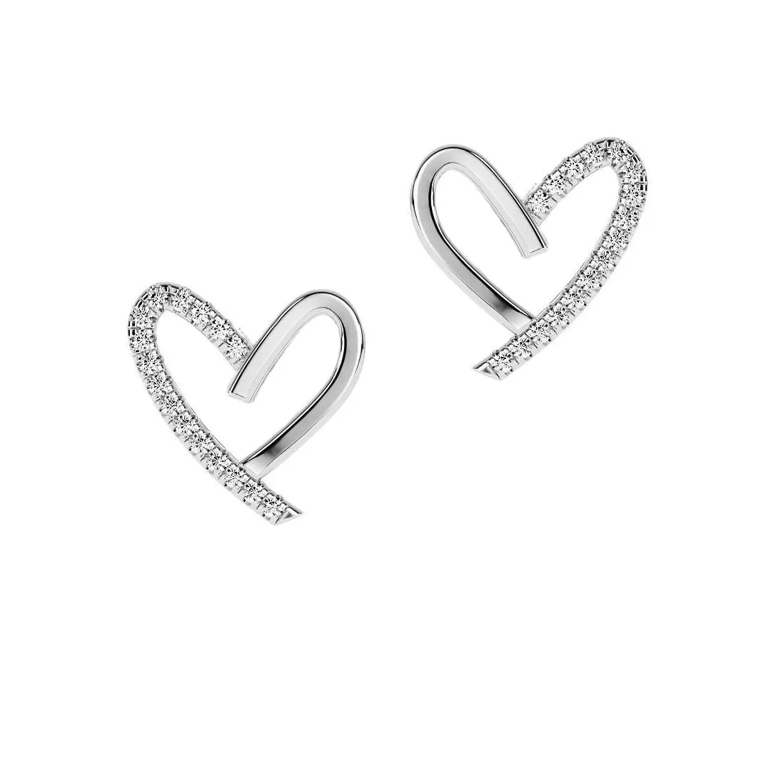 14k White Gold 0.25ct ttw Diamond Heart Earrings