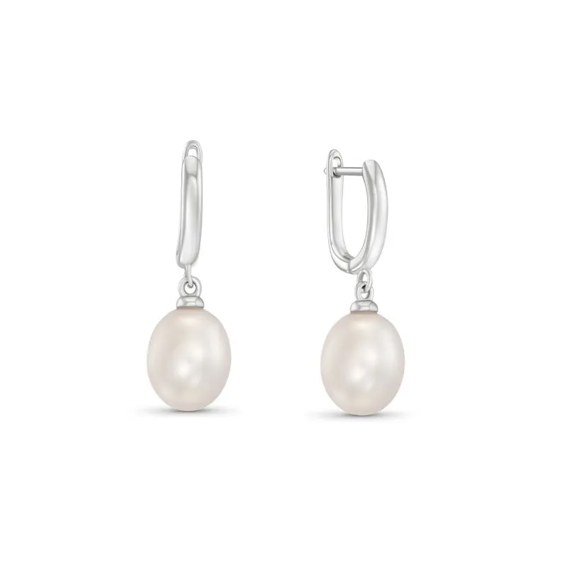 14K White Gold Earrings with Claudia and Pearl Pendant