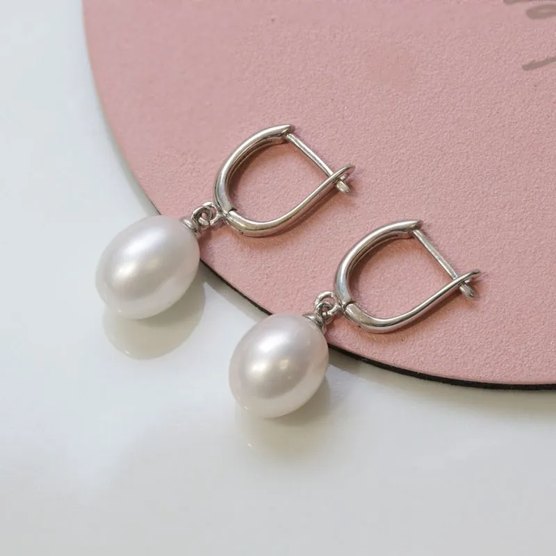 14K White Gold Earrings with Claudia and Pearl Pendant