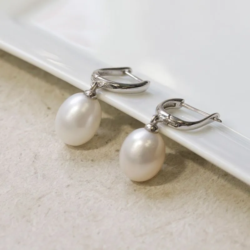 14K White Gold Earrings with Claudia and Pearl Pendant