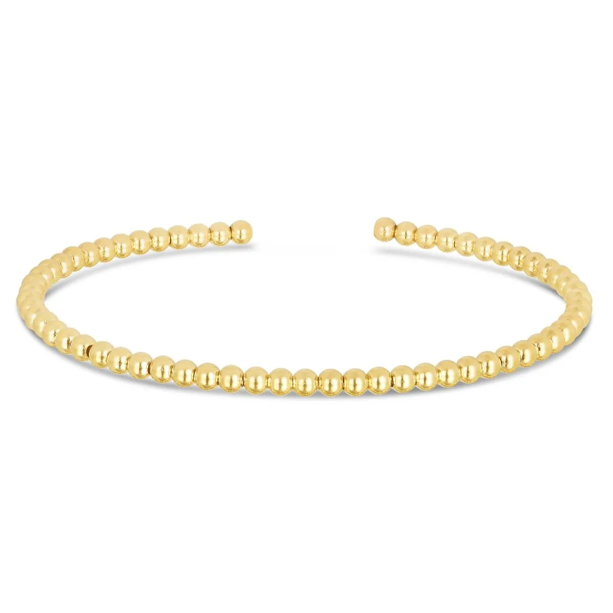 14K Yellow Gold 3mm Bead Cuff Bracelet - 6.75