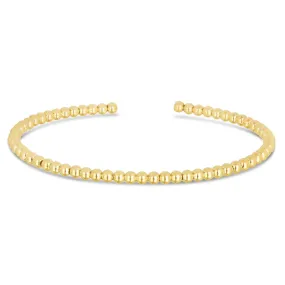 14K Yellow Gold 3mm Bead Cuff Bracelet - 6.75