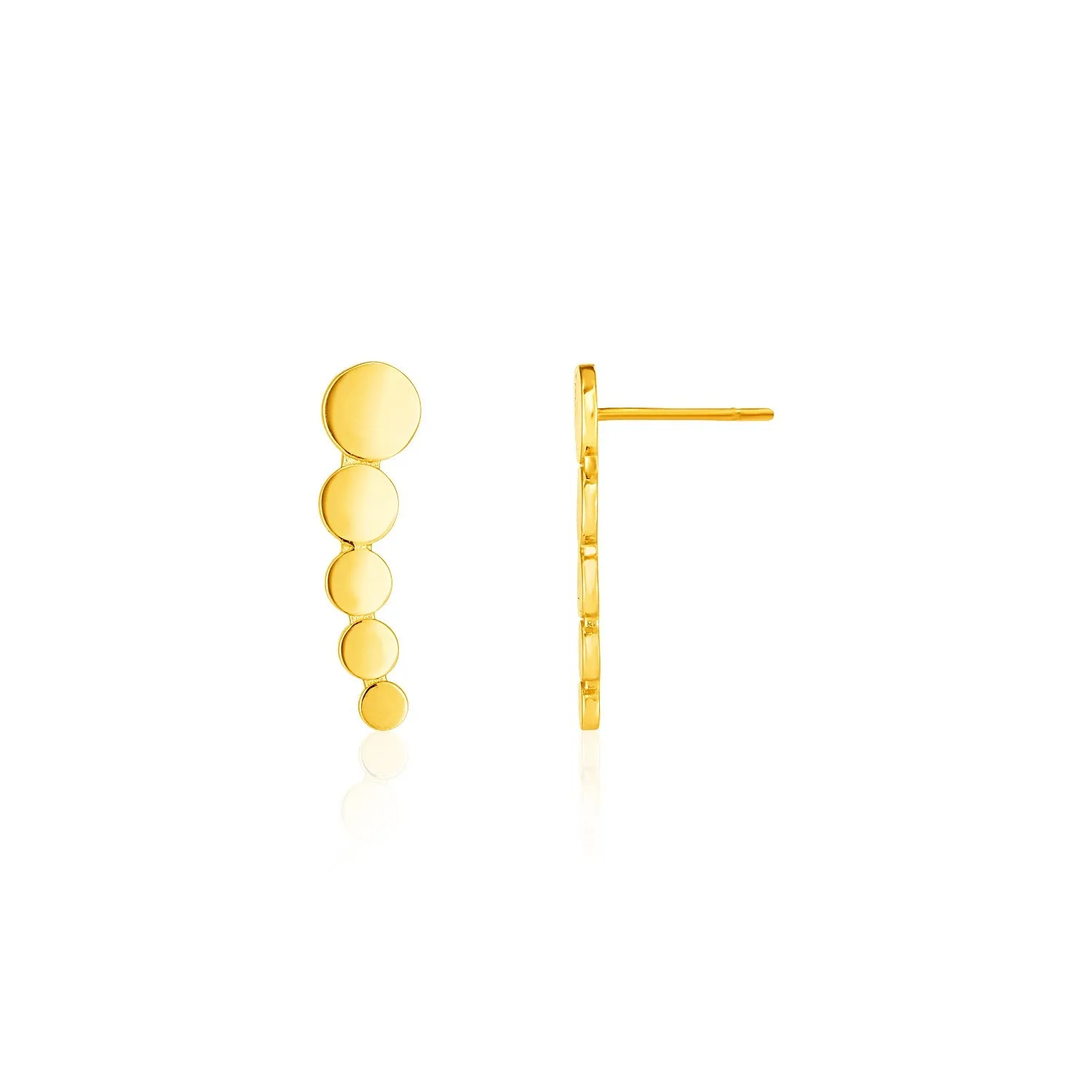 14k Yellow Gold Graduated Circles Climber Post Earrings-rx59897