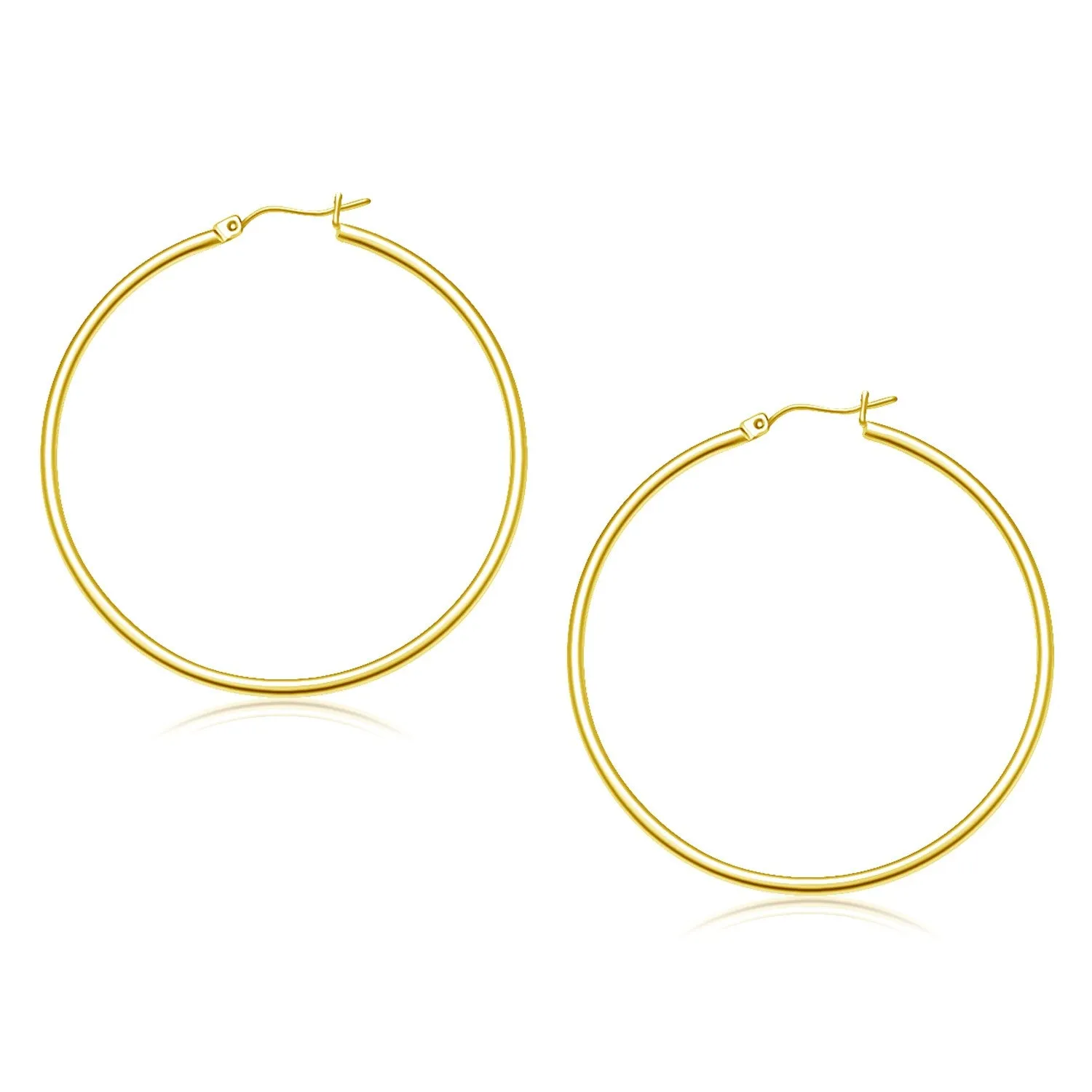 14k Yellow Gold Polished Hoop Earrings (45 mm)-rx86399