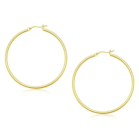 14k Yellow Gold Polished Hoop Earrings (45 mm)-rx86399