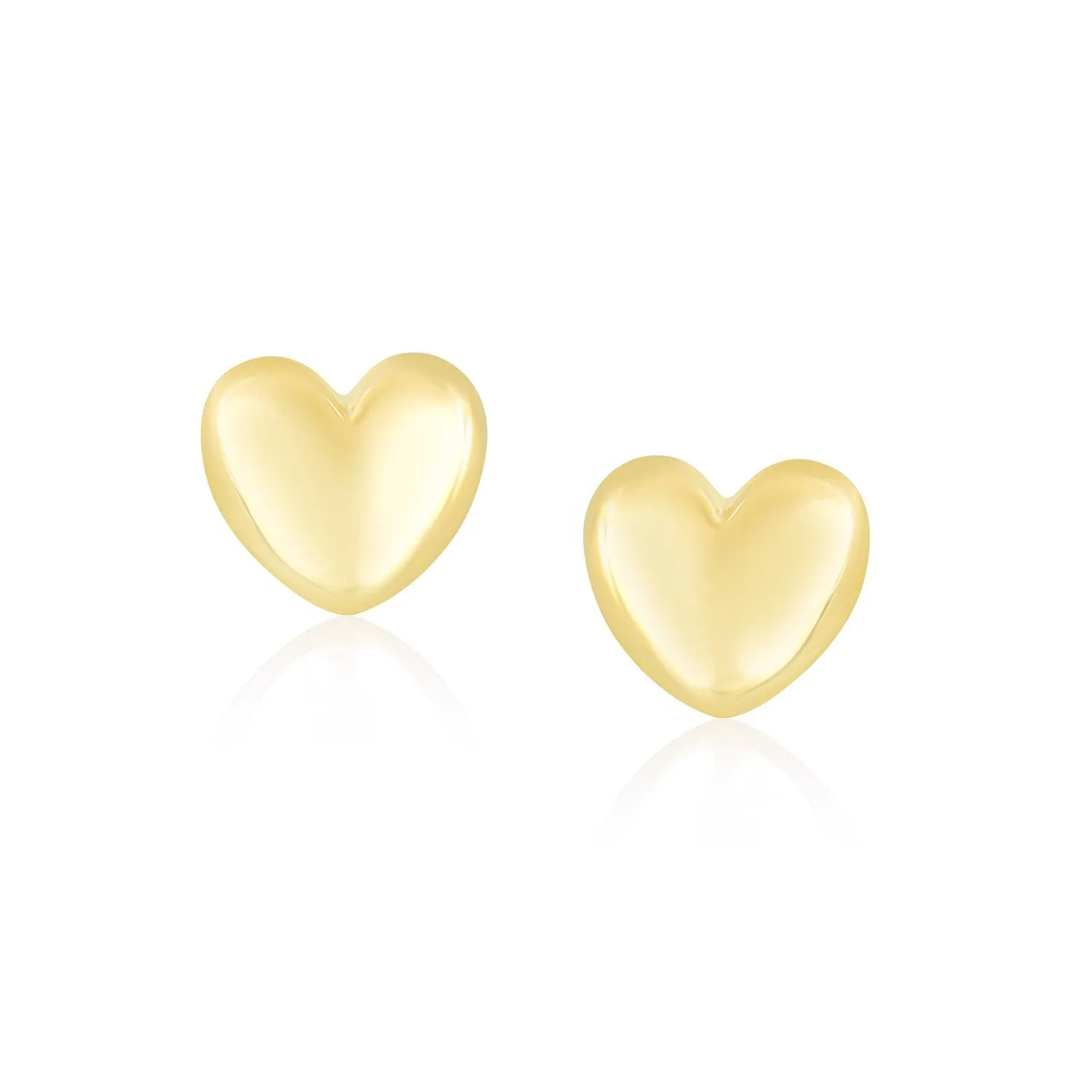 14k Yellow Gold Puffed Heart Shape Shiny Earrings-rx34846