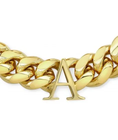 14K Yellow Gold Solid Miami Cuban Initial Link Bracelet