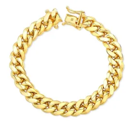 14K YELLOW GOLD SOLID MIAMI CUBAN LINK BRACELET