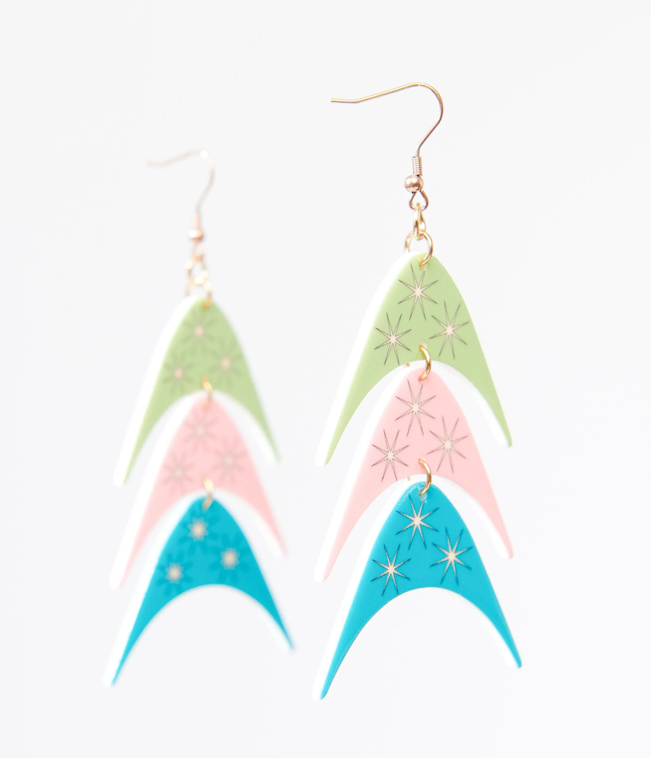 1950s Multicolor Boomerang Trio Earrings