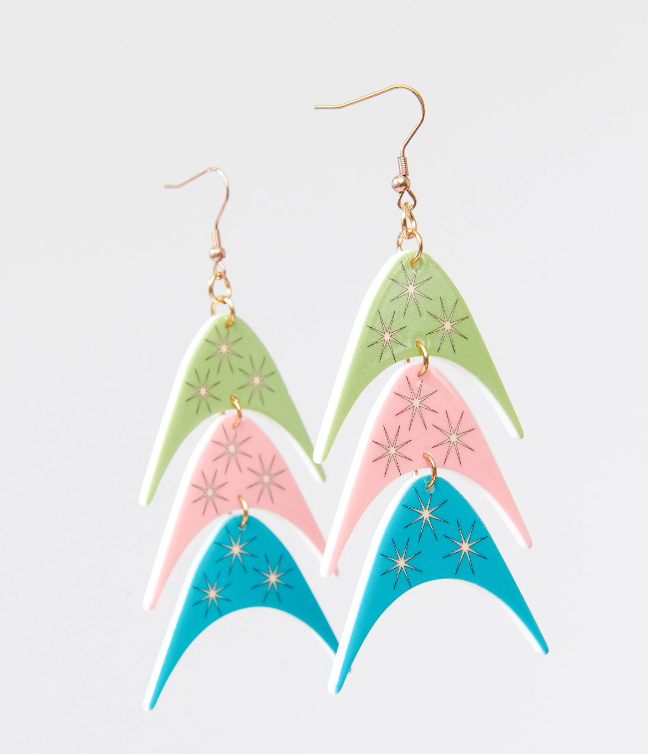 1950s Multicolor Boomerang Trio Earrings