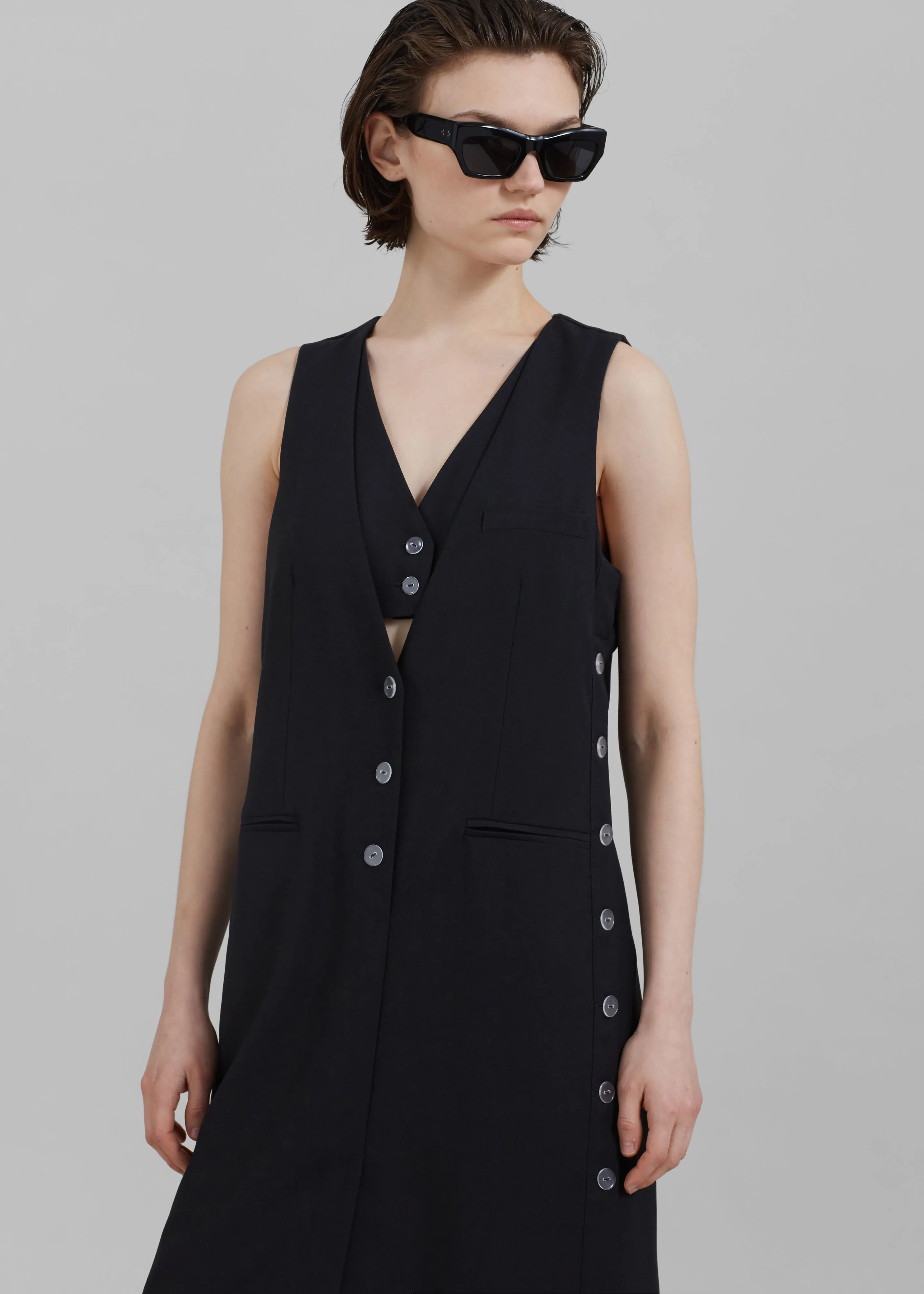 3.1 Phillip Lim Tailored Vest Dress with Set-In Bra - Black