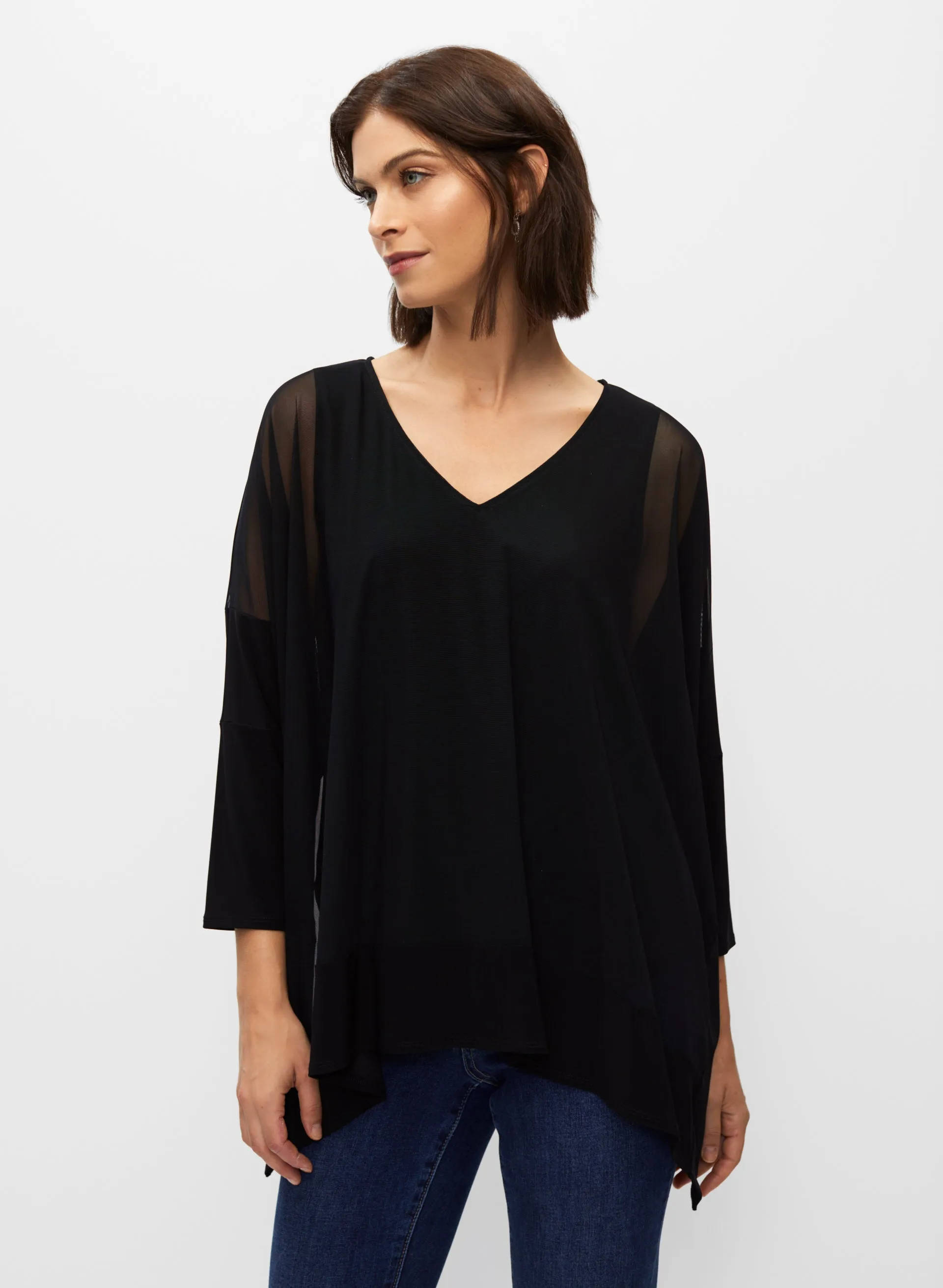 3/4 Sleeve Mesh Tunic