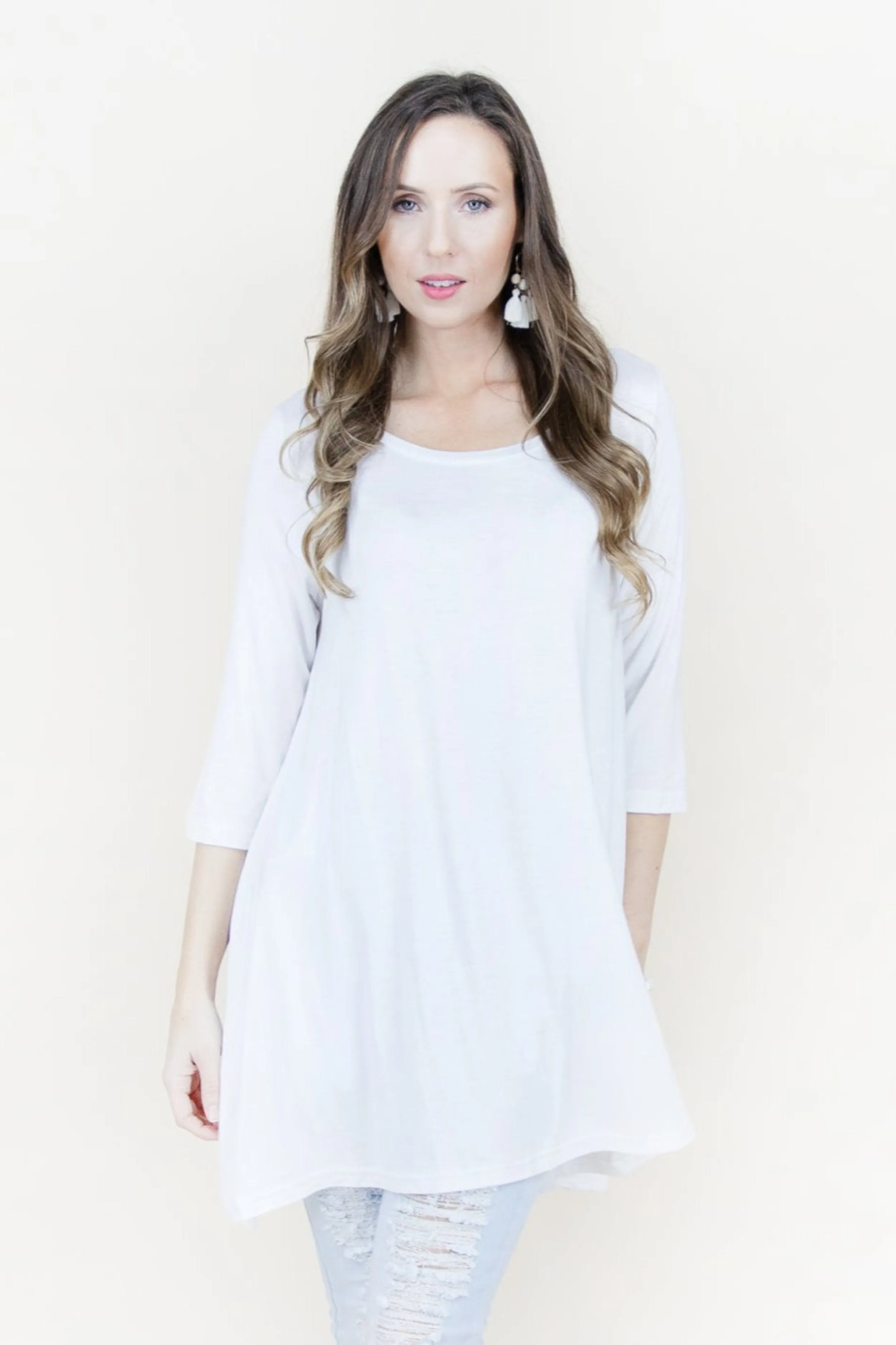 3/4 Sleeve Scoop Neck Tunic