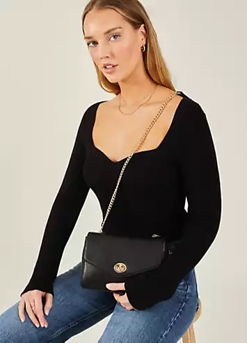 Accessorize Leather Chain Twist-Lock Bag | Kaleidoscope