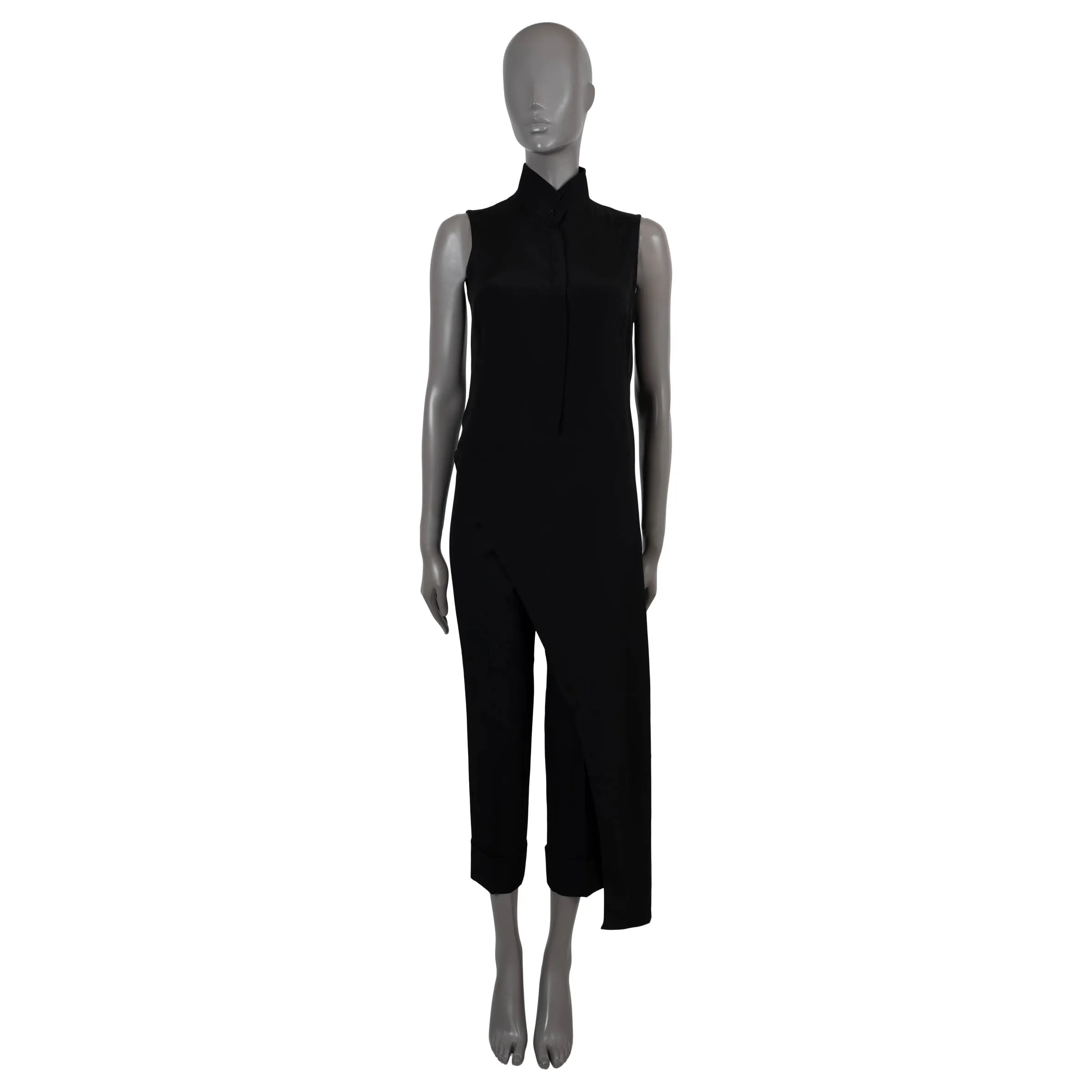 Akris 2019 Asymmetric Open Back Sleeveless Tunic Shirt Black