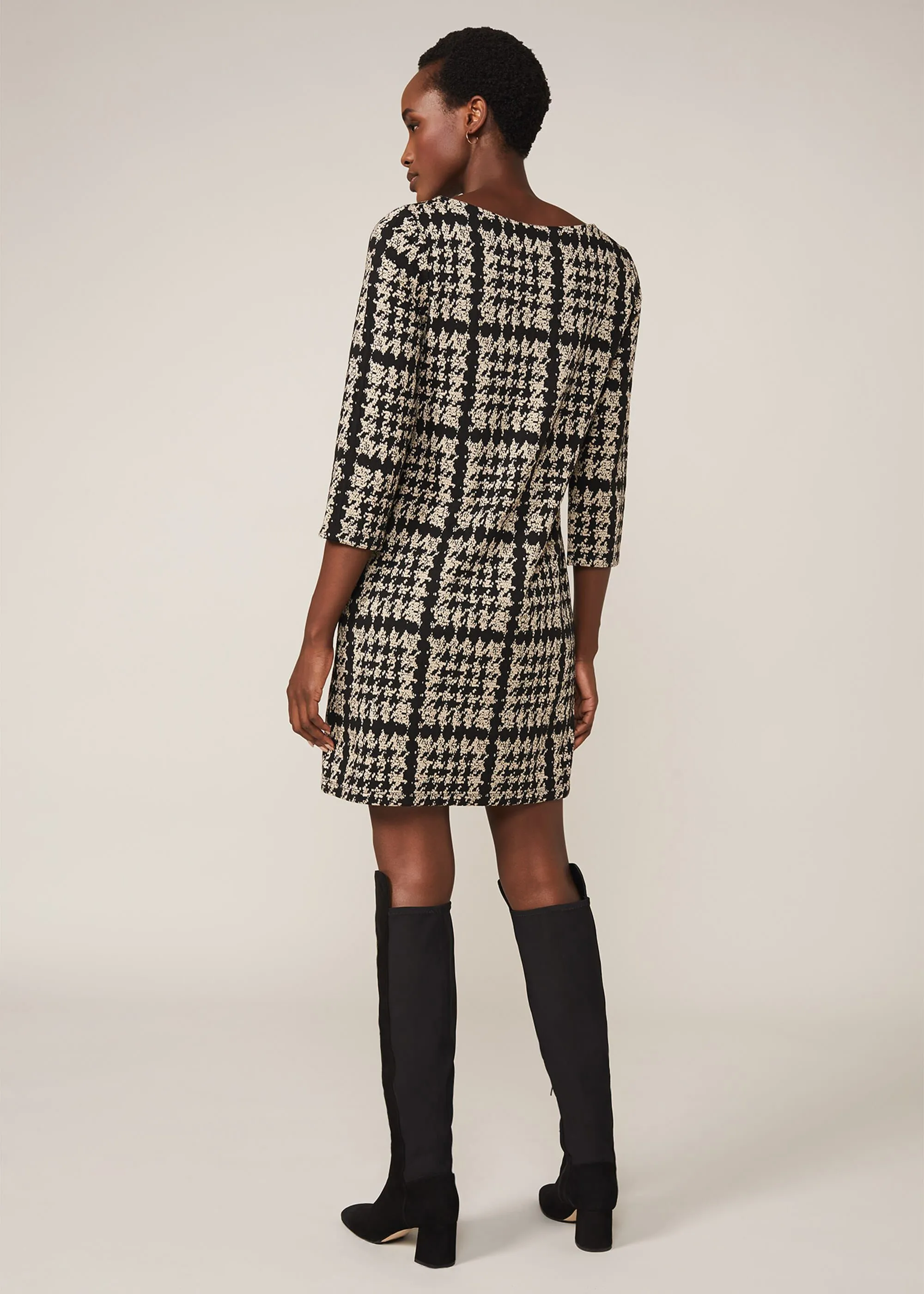 Amani Houndstooth Check Tunic Dress