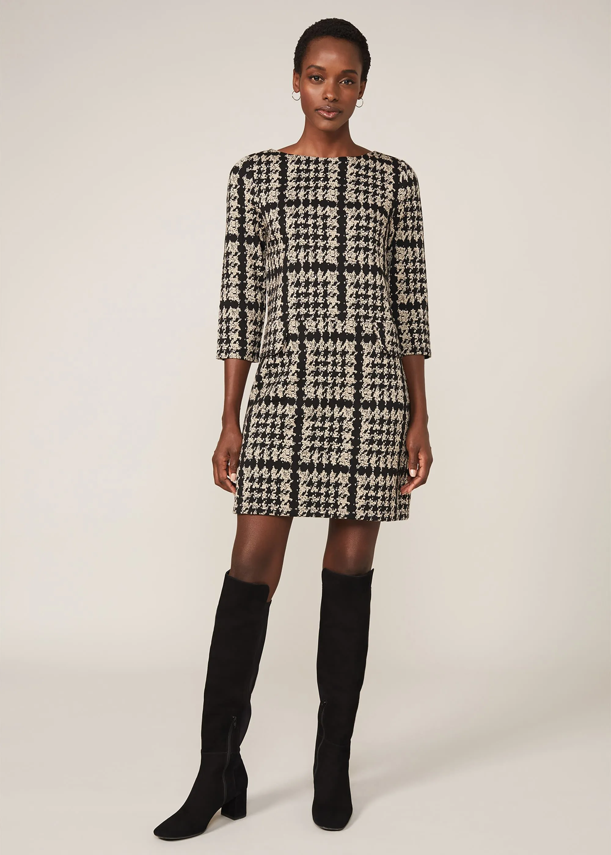 Amani Houndstooth Check Tunic Dress