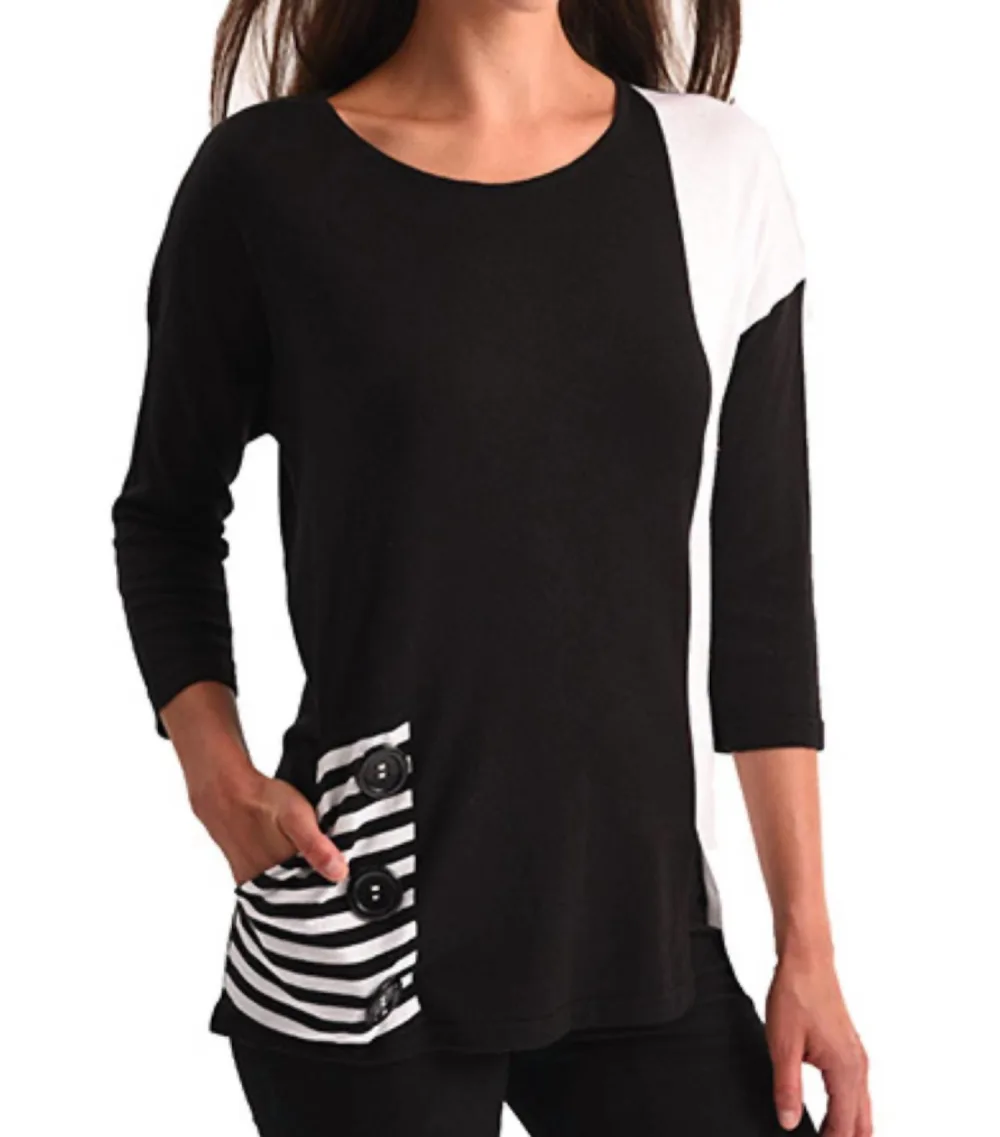 ANGEL - Color-Block Pocket Tunic Top