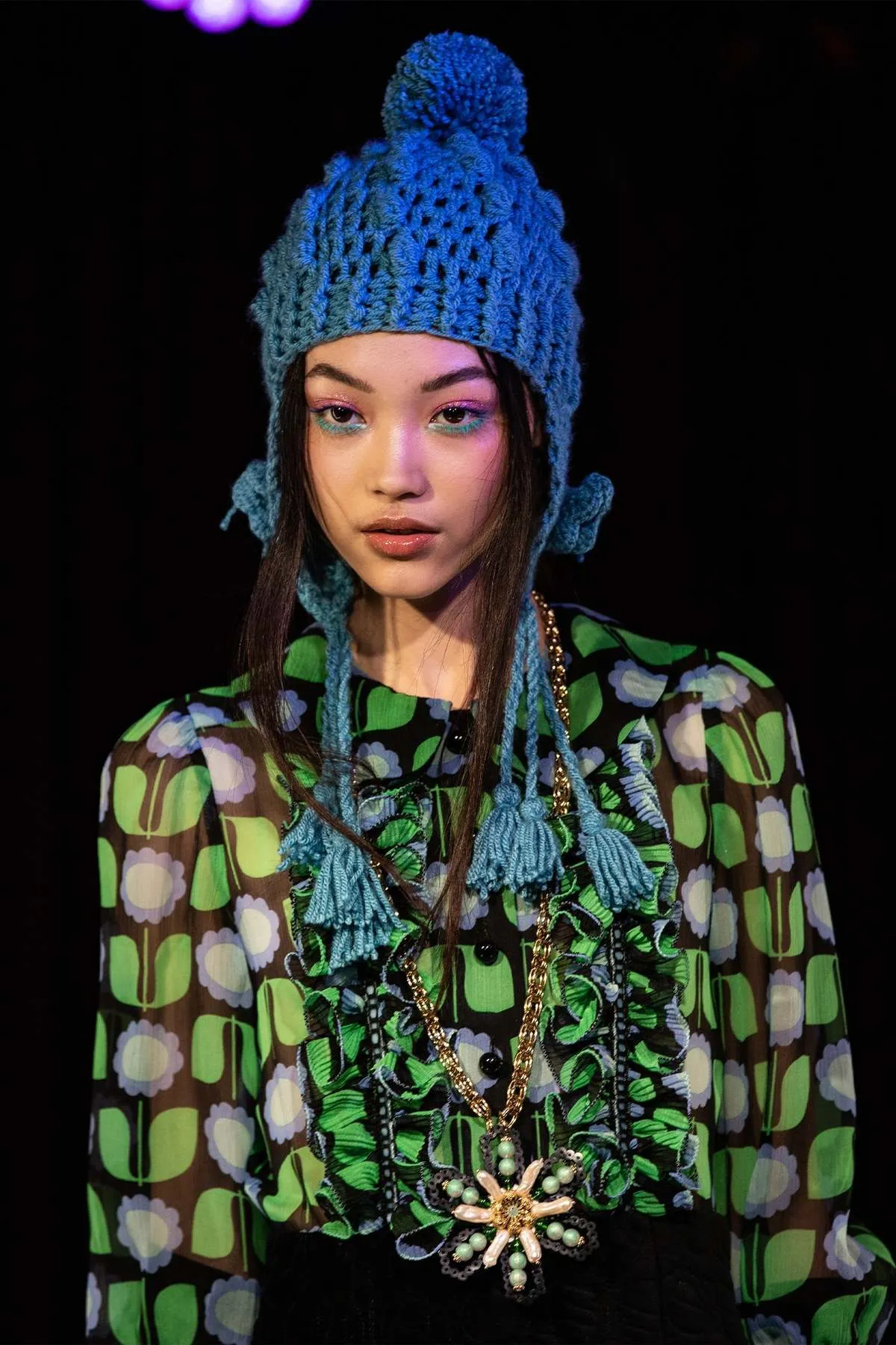 Anna Sui Butterfly Crochet Hat - Cornflower