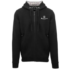 Aquascutum London Embossed Signature Logo Black Zip-Up Hoodie