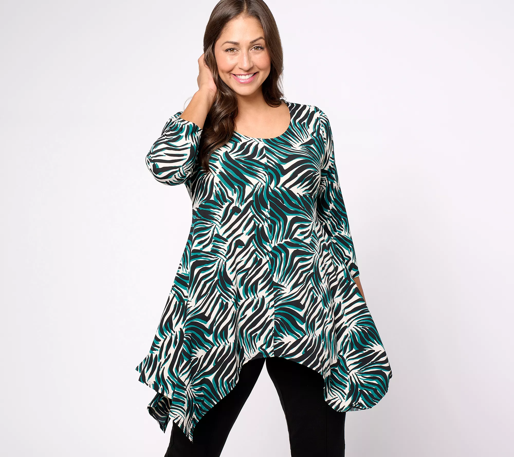 Attitudes by Renee Petite Como Jersey Dippy Tunic