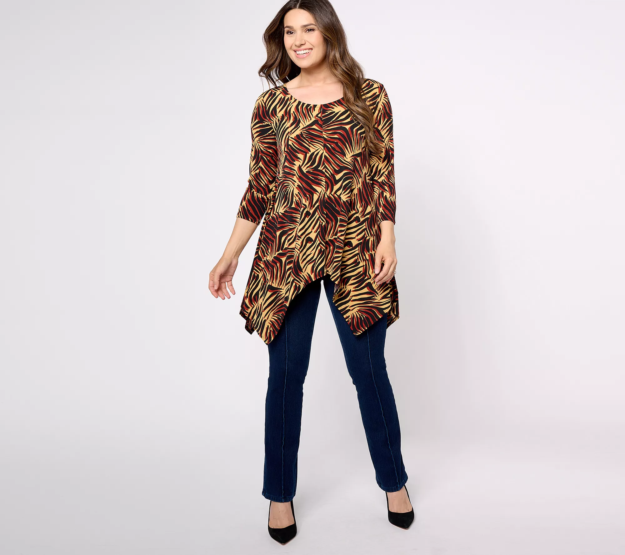 Attitudes by Renee Petite Como Jersey Dippy Tunic