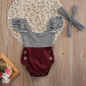 Baby Striped Romper Set u1