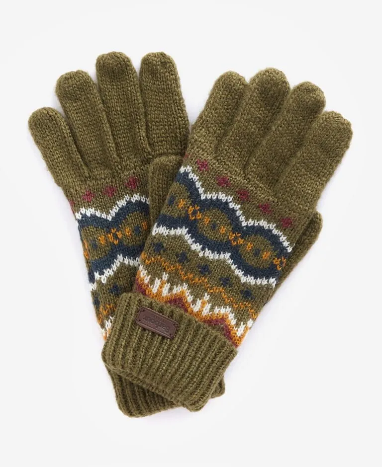 Barbour Case Fairisle Gloves - Olive - Gillanders.ie Town & Country Clothing