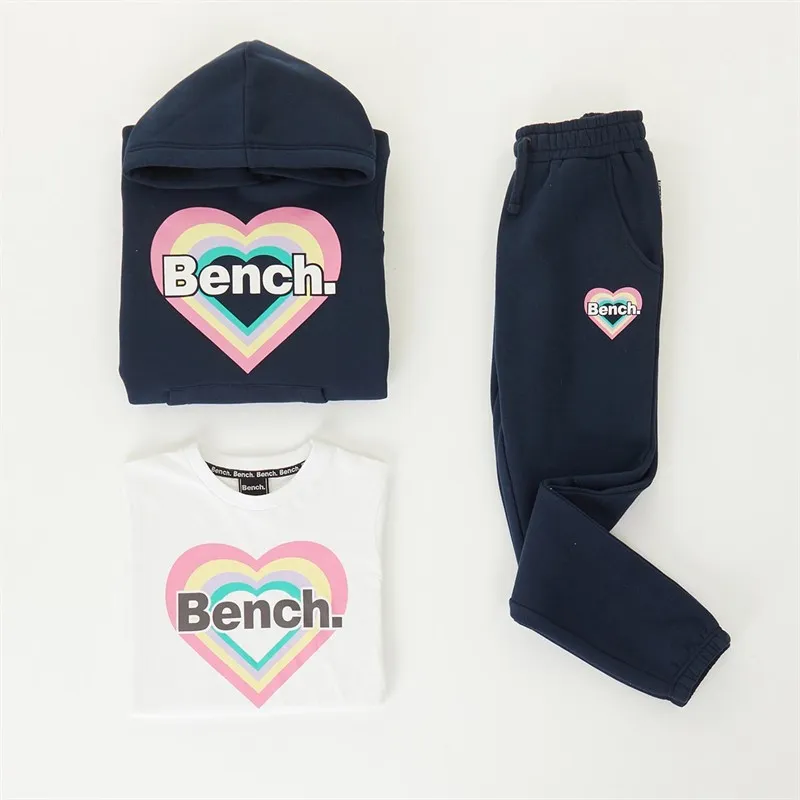 Bench Girls Irla Graphic T-Shirt And Tracksuit Set White/Navy