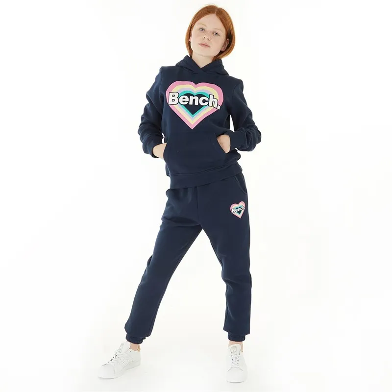 Bench Girls Irla Graphic T-Shirt And Tracksuit Set White/Navy