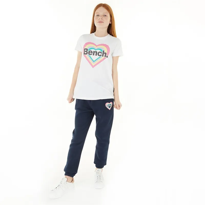 Bench Girls Irla Graphic T-Shirt And Tracksuit Set White/Navy