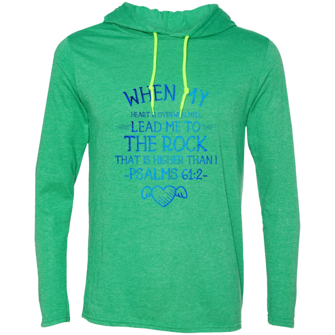 Bible Verse Men Long Sleeve T-Shirt Hoodie - Lead Me To The Rock That Is Higher Than I ~Psalm 61:2~ Design 17