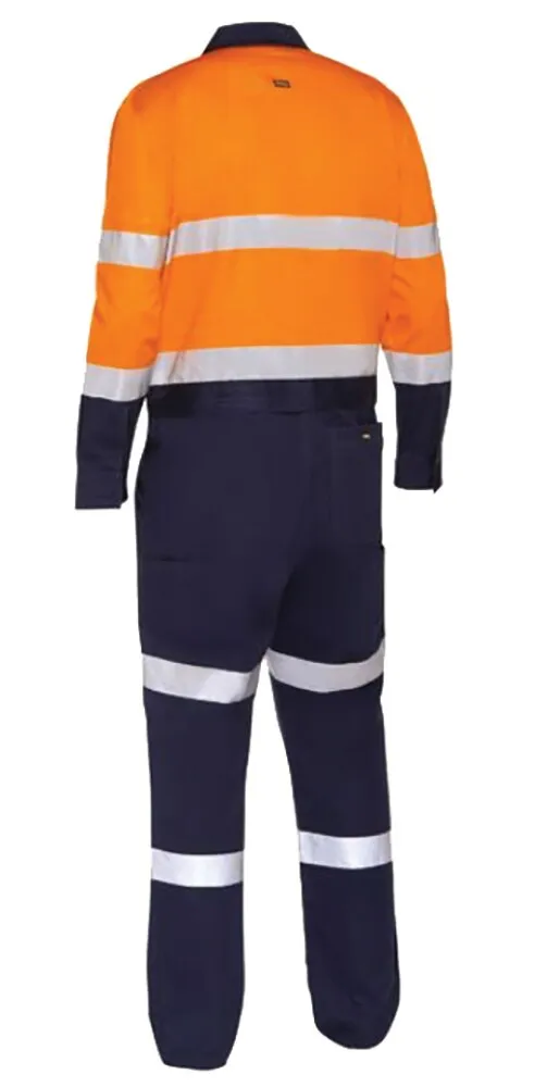 Bisley Workwear BC6066T Coverall with Zip Opening Waist - Long Sleeve - Hi Vis - Reflective Taped - Orange/Navy - Size 77R