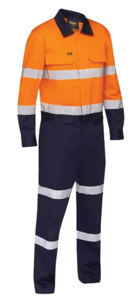 Bisley Workwear BC6066T Coverall with Zip Opening Waist - Long Sleeve - Hi Vis - Reflective Taped - Orange/Navy - Size 77R