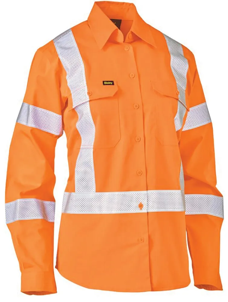 Bisley Workwear BS6166XT Shirt - Women X Taped - Biomotion - Hi-Vis Cool Lightweight Drill - Long Sleeve - Orange - 6