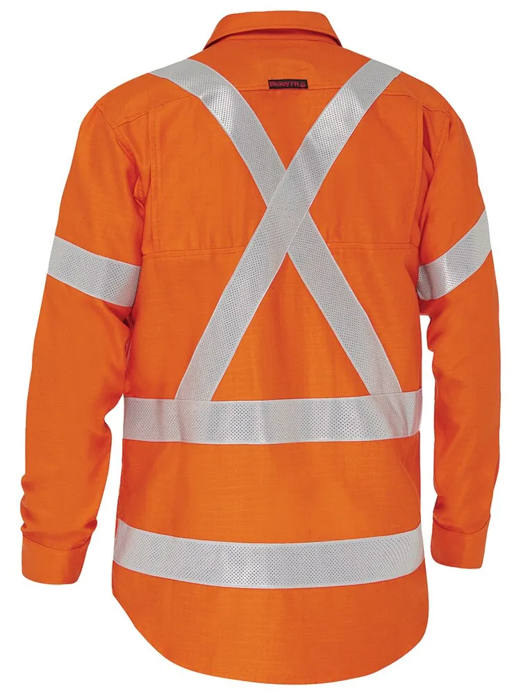 Bisley Workwear BS8439XT Apex 185 - X-Taped Hi-Vis FR PPE2 - Ripstop Vented Shirt - Orange - XS