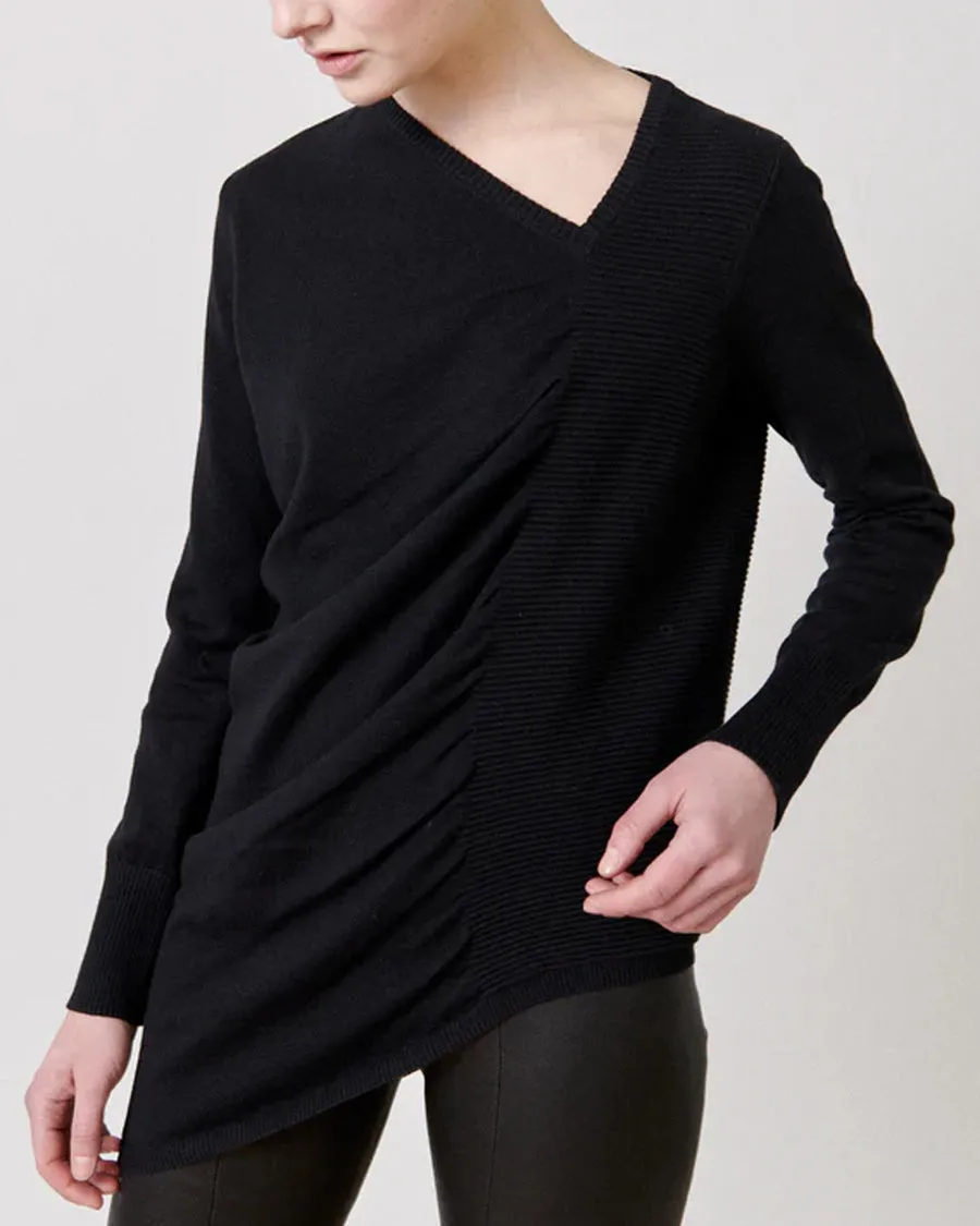 Black Long Sleeve Off Kilter Tunic