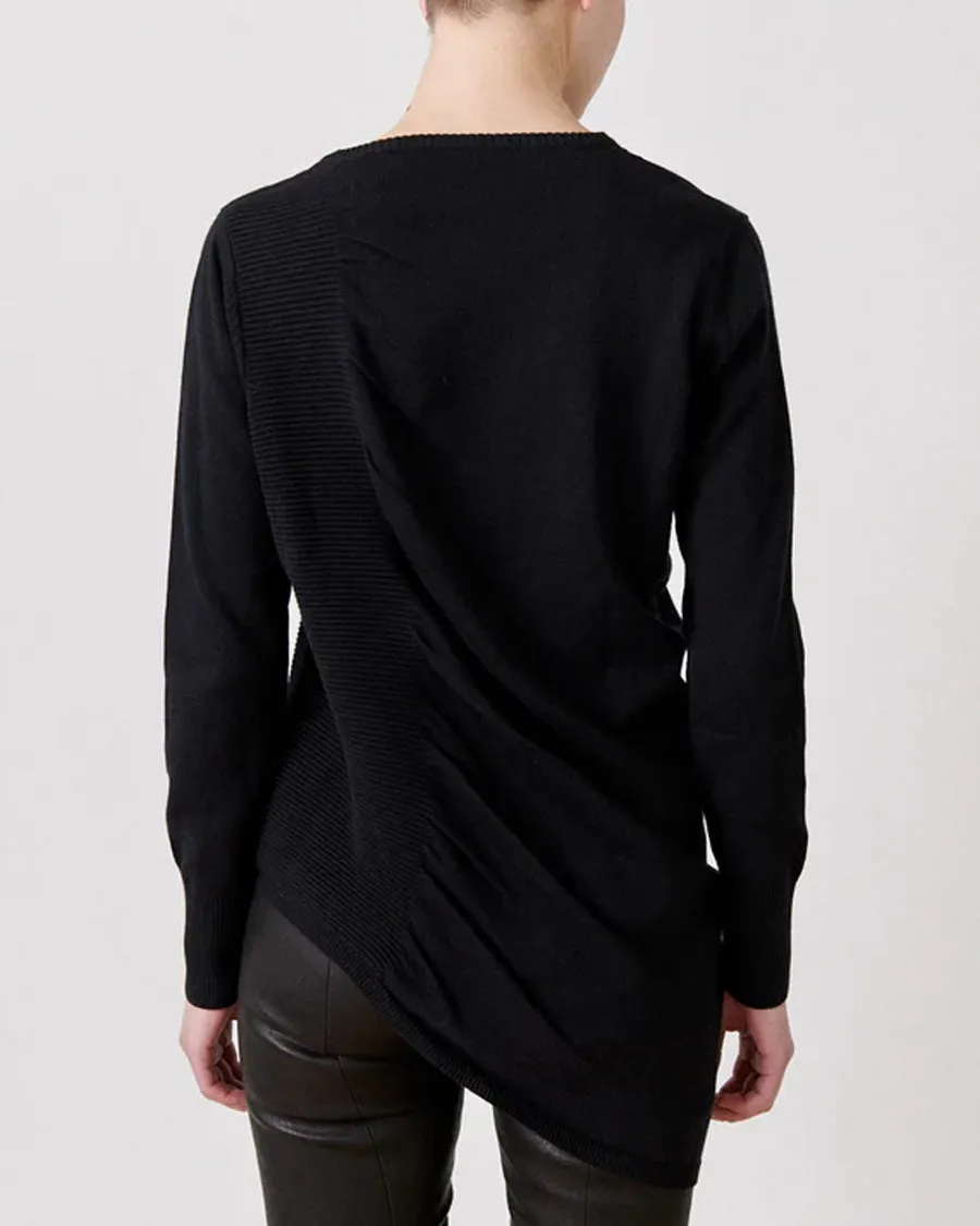 Black Long Sleeve Off Kilter Tunic