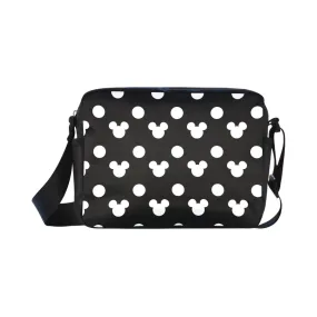 Black With White Mickey Polka Dots Classic Cross-body Nylon Bag