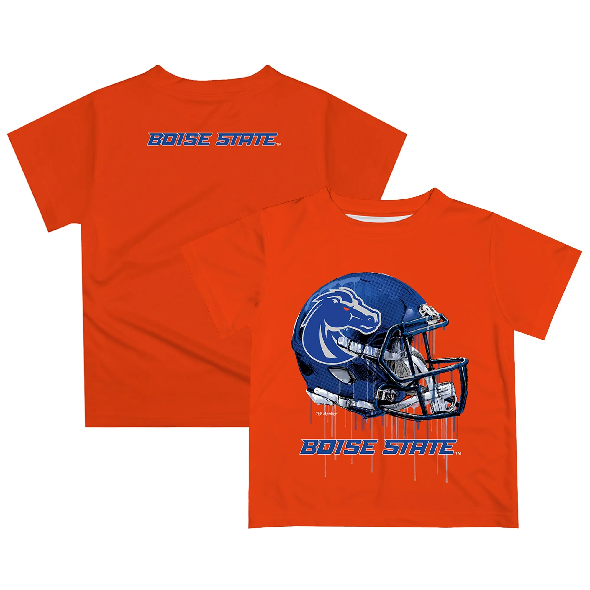 Boise State Broncos Youth Orange Dripping Helmet T-Shirt