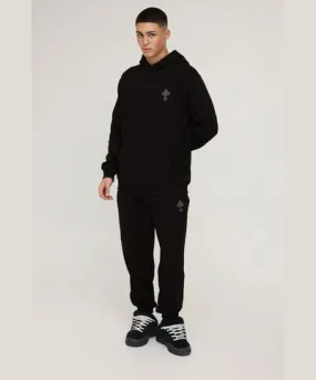 boohooMAN Mens Gothic Cross Embroidered Hooded Tracksuit