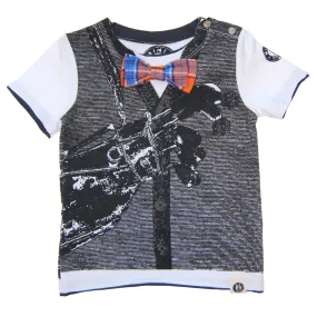 Bow Tie Golfer Vest Baby T-Shirt by: Mini Shatsu