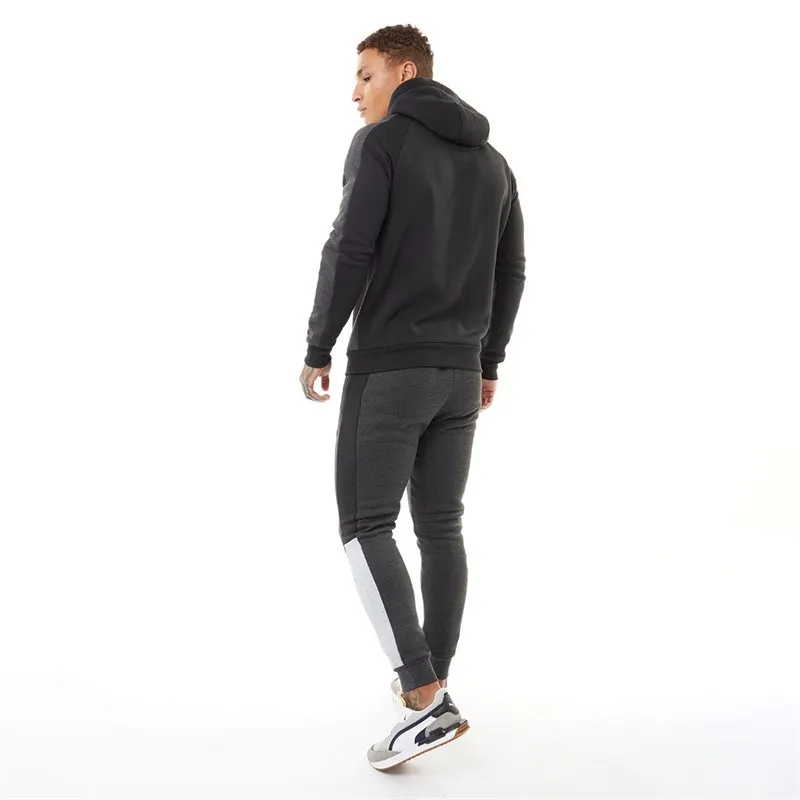 Brave Soul Mens Power Tracksuit Black/Charcoal Marl