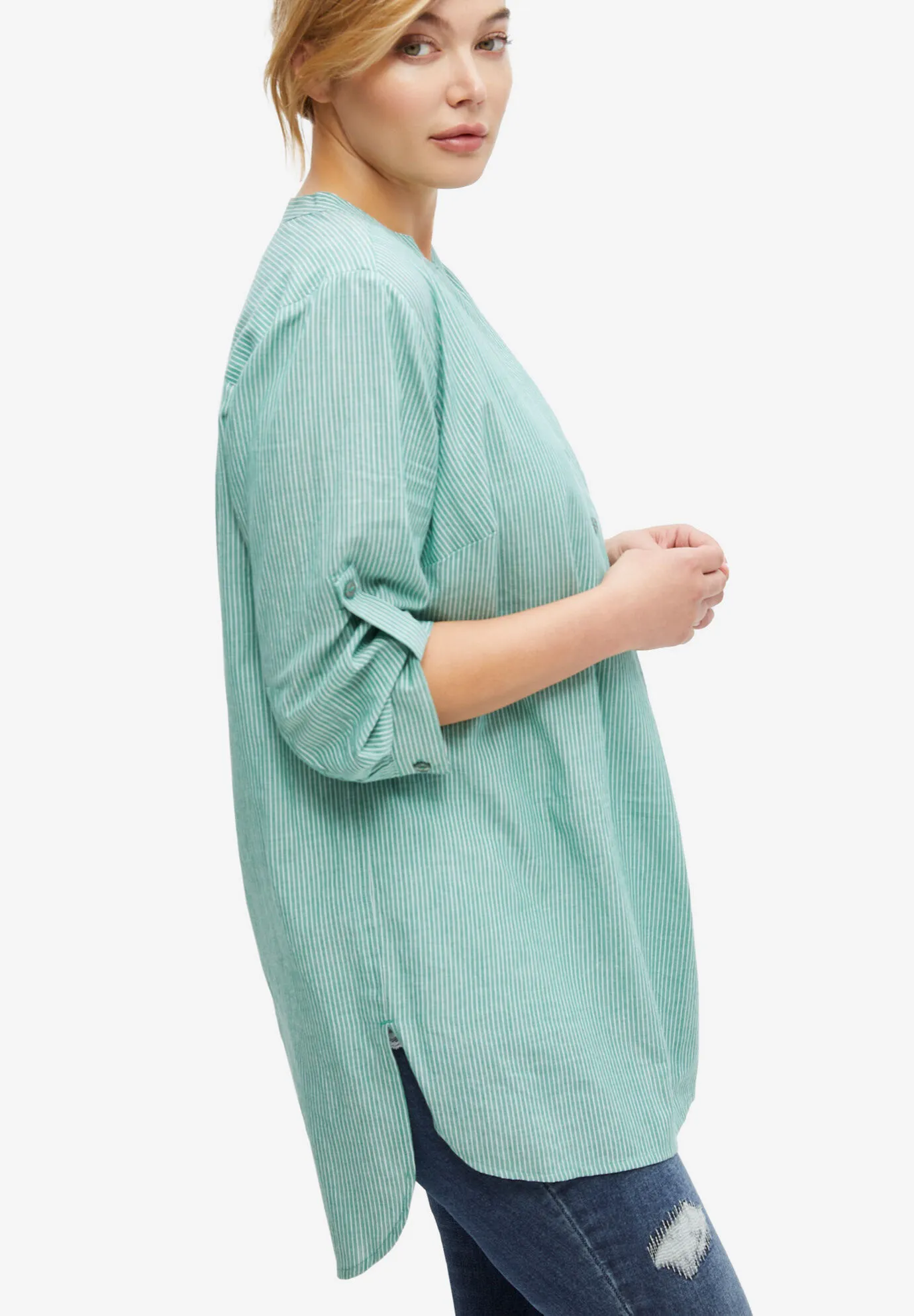 Breezy Cotton Henley Tunic